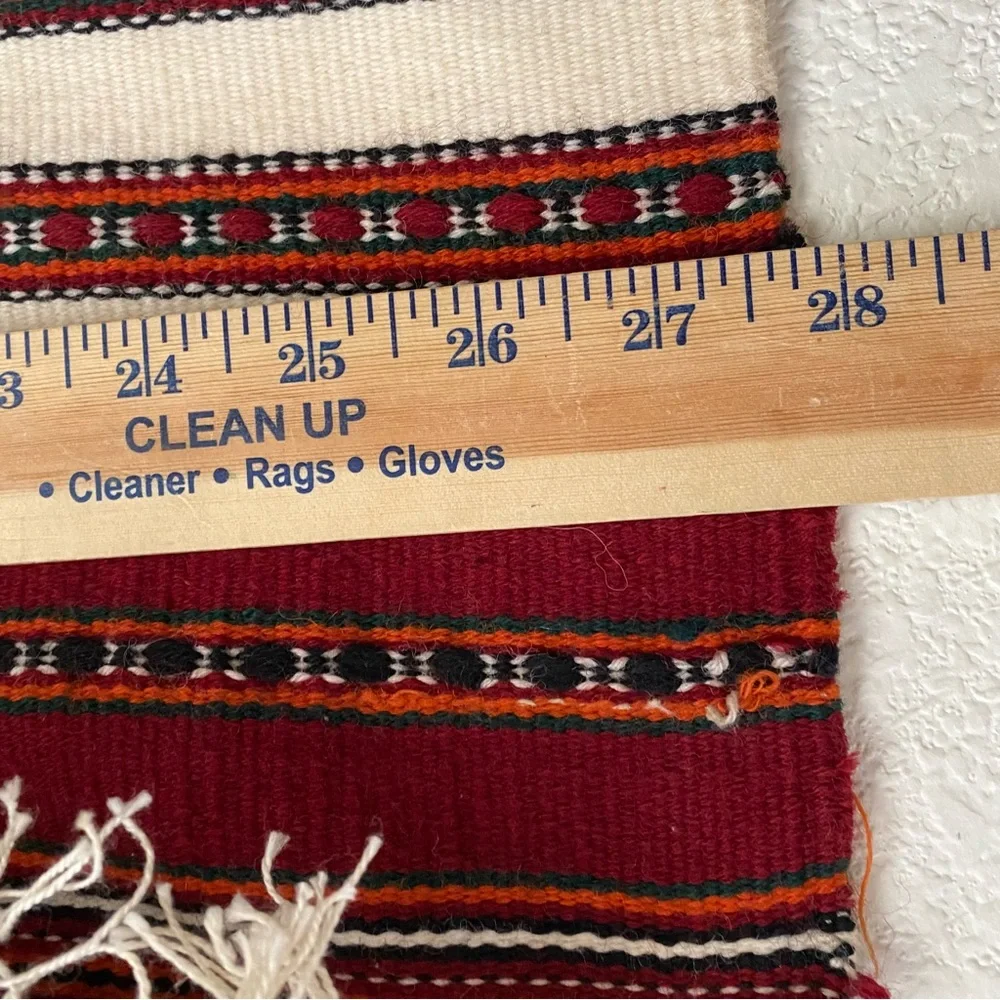 Vintage Boho Bohemian Mexican Wall Tapestry Wool Stripes 39” X 28”